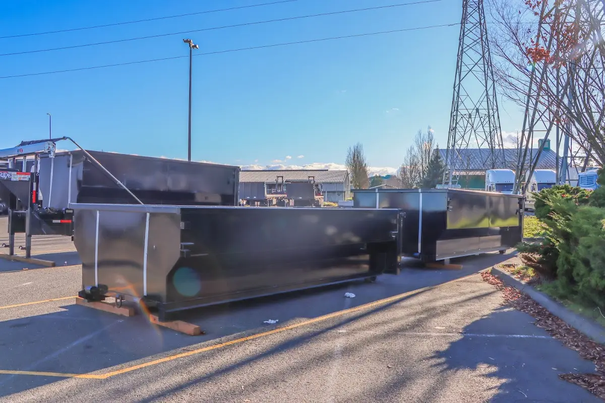 Roll-off dumpster ready for waste disposal at job site for Roll Off Dumpster Rental in Huntley